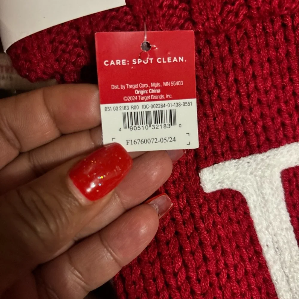 Target Red and White Knit Stockings with 'P' Design